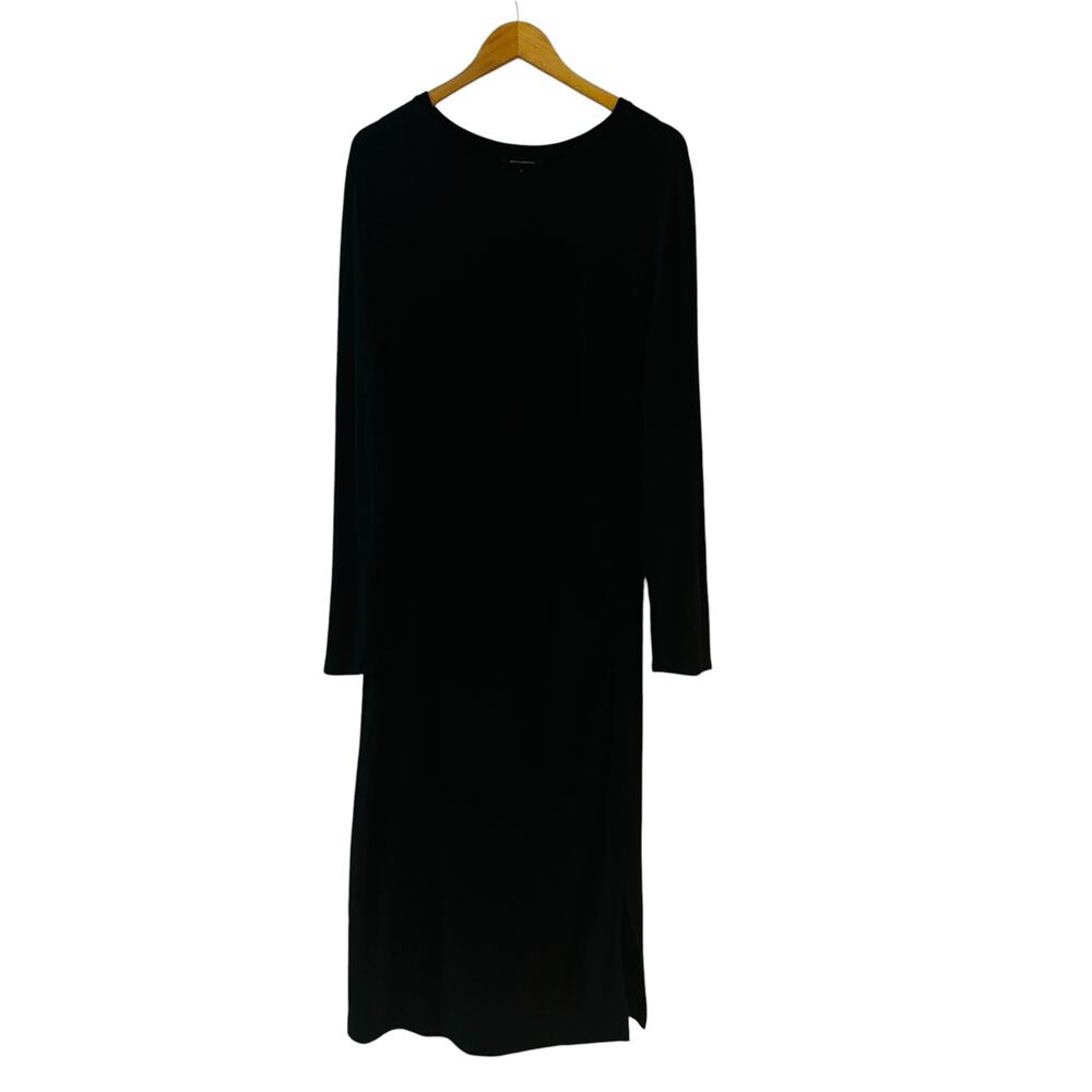 Banana Republic Long Sleeve Side Ruched Midi Dress Size XL Black - Picture 2 of 9